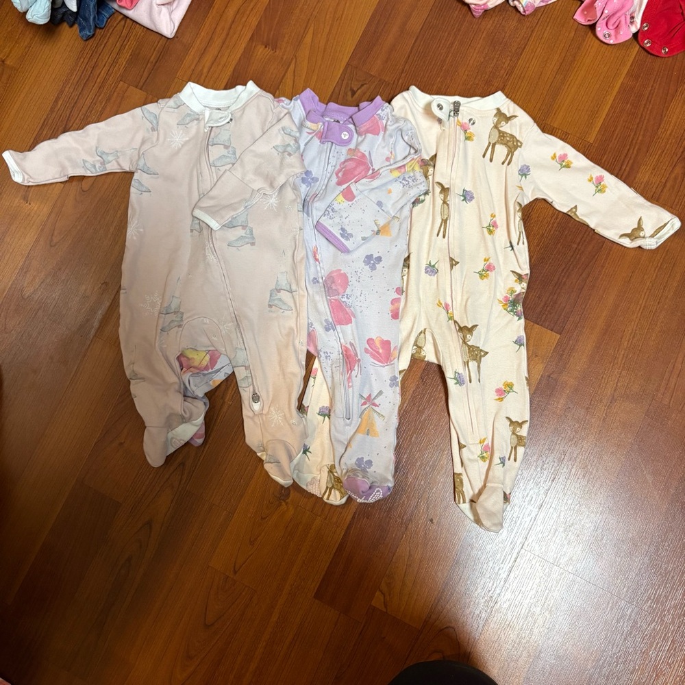 Burt's Bees Kids Footies - Cream, Purple, Beige